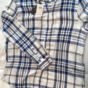 Banana Republic Blue and White Plaid Button Down Shirt
